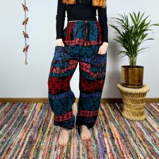 ciepłe spodnie nanda - multicolor i | bawełniana włóczka | indie