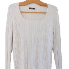 Lekki sweter vintage kremowy prążkowany