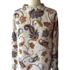 Boho koszula bluzka paisley orientalna vintage vibe kremowa S/M
