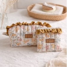 Lniana kosmetyczka box - niebieska