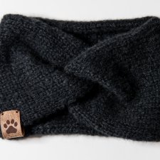 Ręcznie robiona dziecięca czarna opaska Air Drops Baby Alpaca rękodzieło handmade 3-5 lat