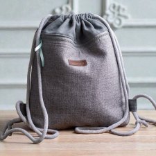 Szary plecak worek z przednią kieszenią