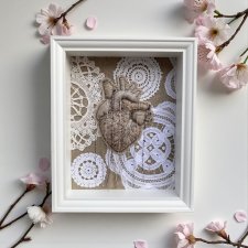 Obraz haftowany serce anatomiczne 3D