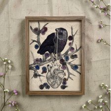 Obraz haftowany serce anatomiczne ptaszysko 3D.