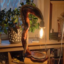 Drewniana lampa stojąca.handmade