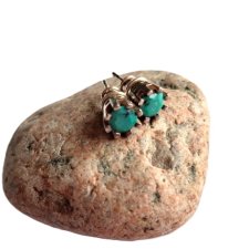 SREBRO I TURKUS - KOLCZYKI SZTYFTY - CZĘŚĆ KOMPLETU