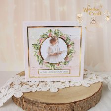 Kartka komunijna do koperty, Pamiątka Komunii, prezent "RoseWine6" GOTOWA