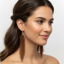 Kolczyki Chocolate Długie Kolczyki Beadingowe - Głęboki Brąz (13,5 cm)