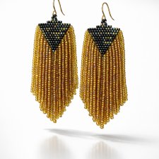 Kolczyki Krótkie Zieleń Metalizowana i Złoto