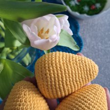 Szydełkowe PISANKI - urocza dekoracja wielkanocna 3 szt. - ŻÓŁTE