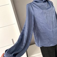 Elegancka bluzka Shein r.L szeroki rękaw z golfem niebieska