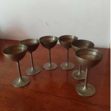 Komplet 6 kielichów z cyny – Austria, sygnowane MUO – styl vintage (lata 50–70)