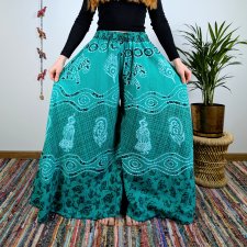 spodnie palazzo rangoli - turkusowe | indie | bawełna