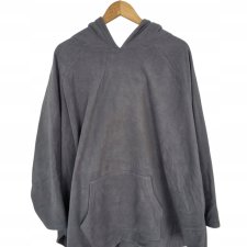 BLUZA KOC Z KAPTUREM polarowa szara damska ONESIZE