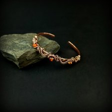 Bransoleta mankietowa z bursztynem