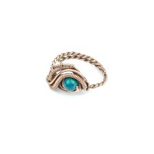 Chryzokola regulowany pierścionek z miedzi