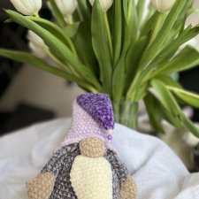Ręcznie robiony gnom lawendowy - Amigurumi 23 cm