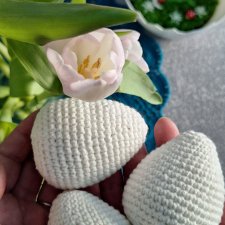 Szydełkowe BIAŁE pisanki - zestaw 3 ozdobnych jajek handmade