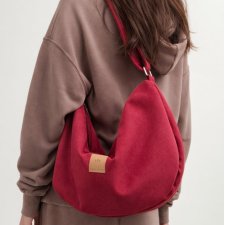 Zamszowa torba hobo Czerwona
