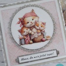 Kartka na Dzień Mamy z uroczymi kotkami