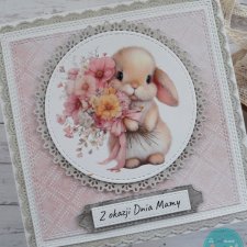 Kartka na Dzień Mamy (lub na inną okazję) z uroczym króliczkiem