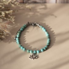 Bransoletka z kamieni - turkus z kwiatem lotosu