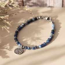 Bransoletka z kamieni - sodalit z ozdobną zawieszką