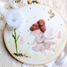 Ręcznie malowany obrazek z aniołkiem, pamiątka dla dziewczynki