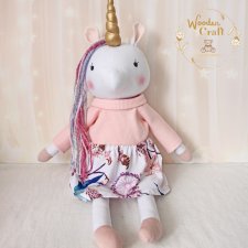 Jednorożec Cleo, przytulanka ręcznie szyta, róż, prezent GOTOWY