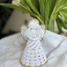 Szydełkowy Anioł ażurowy – Rękodzieło, 18 cm