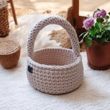 Koszyk Wielkanocny 20cm kremowy drewniane dno