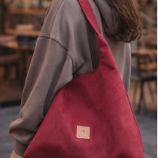 Torba Hobo z zamszu tapicerskiego Czerwona