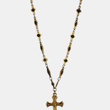 Złoty naszyjnik z krzyżem - stal chirurgiczna, srebro 925