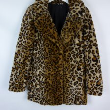 Divided by H&M kurtka sztuczne cienkie futerko panterka / XS