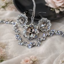 Komplet Biżuterii "Black Diamond Maxima" - Bransoletka, Kolczyki i Naszyjnik