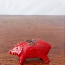 vintage świecznik czerwona świnka