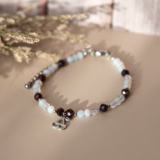 Bransoletka z kamieni - opal i granat z zawieszką wisienki