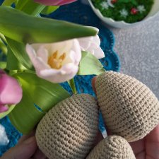 Zestaw 3 ozdobnych jajek handmade - szydełkowe BEŻOWE pisanki