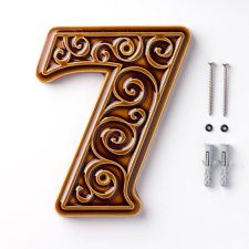 Numer domu, cyfra 7 miodowo-brązowa, do przykręcenia