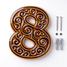 Numer domu, cyfra 8 miodowo-brązowa, do przykręcenia