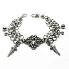 Bransoletka chainmaille z krzyżami kolcami ciężka gothic punk vampire