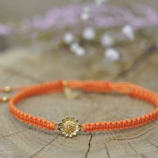 Słonecznik - bransoletka z kwiatkiem, srebro 925 pozłacane