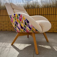 Fotel Skandynawski gruszki pikowany kremowy