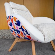 Fotel Skandynawski scandi flower pikowany kremowy