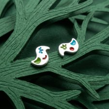 Srebrne kolczyki PTASZKI emaliowane (rozmiar S)