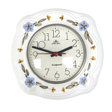 Zegar Ścienny Ceramiczny Meister-Quarz — Ręcznie Malowany, Motywy Kwiatowe, Niemcy Lata 70./80. XX w.