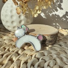 Autorska broszka szklana "Jednorożec" konik