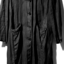 Lniany czarny płaszcz M