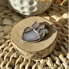 Naszyjnik szklany  Anatomiczne Serce Wisiorek Witraż Serduszko