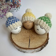 Czapeczki na jajka wielkanocne - zestaw 3 szt. (niebieski, żółty, zielony)